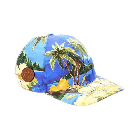 Gucci Leather-Trim Linen-Blend Baseball Cap, Blue - Picture 1 of 3